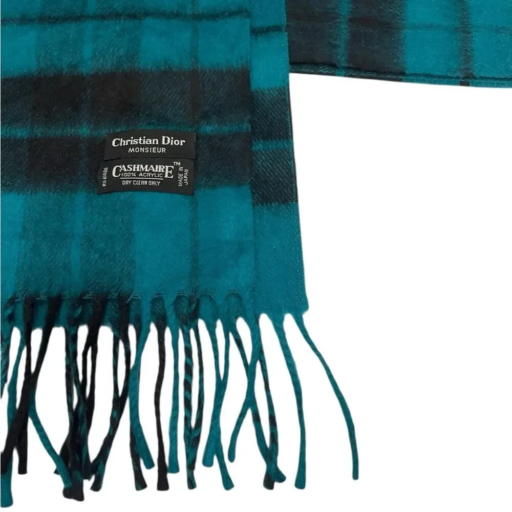 Christian Dior Vintage Cashmere Checkered Scarf Size: ONE SIZE